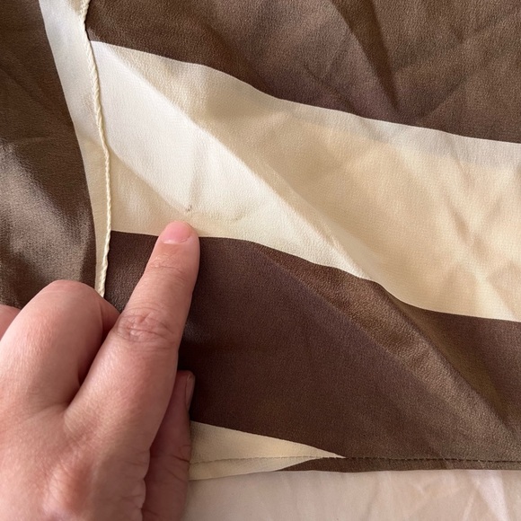 Vintage 90s Mod Silk Brown Stripe Shirt S - Picture 14 of 15